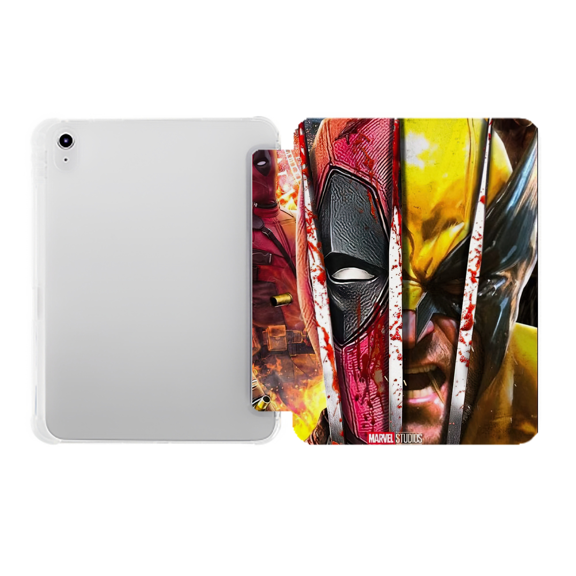 （画像用） Deadpool デッドプール IPad ケース ペン収納付き 三つ折りスタンド PUレザー×シリコン 対応機種9.5/10.5/10.9インチ